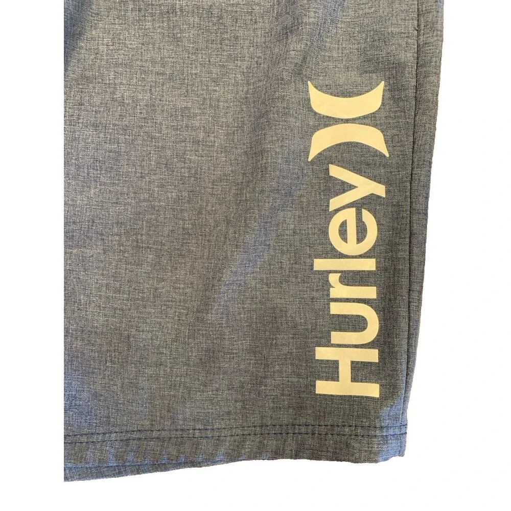 Hurley Boys Sz 18/20 Swimsuit Swim Trunks Drawstring Elastic Waist Blue Surf